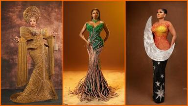 A stunning display of Nigerian celebrity fashion at the AMVCA 2025, showcasing celestial and nature-inspired designs
